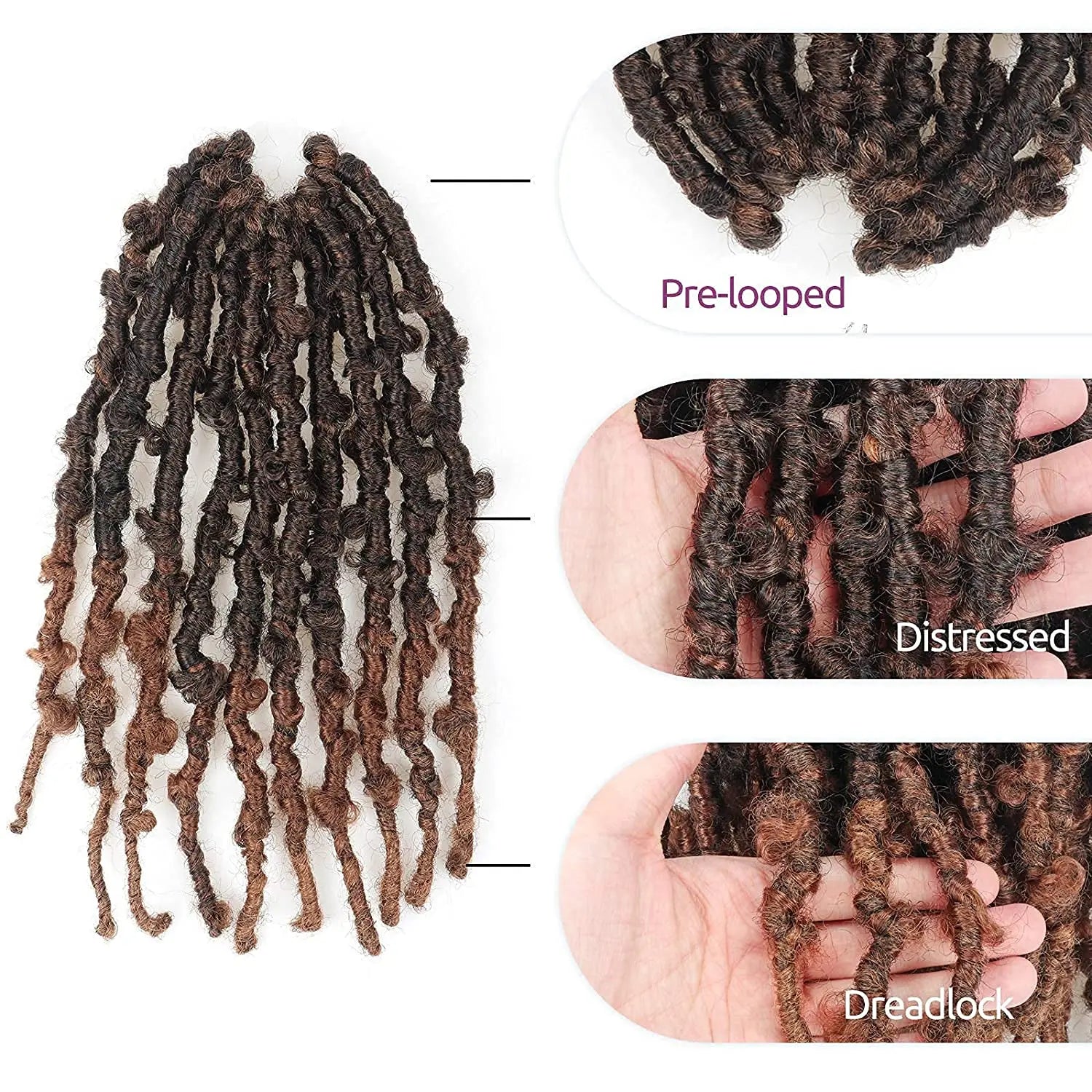 Toyotress Distressed Butterfly Locs Pre-twisted Distressed Synthetic Crochet Hair